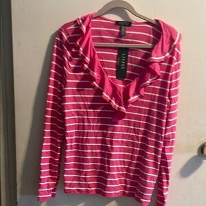 Lauren Ralph Lauren Pink Striped Long Sleeve Top